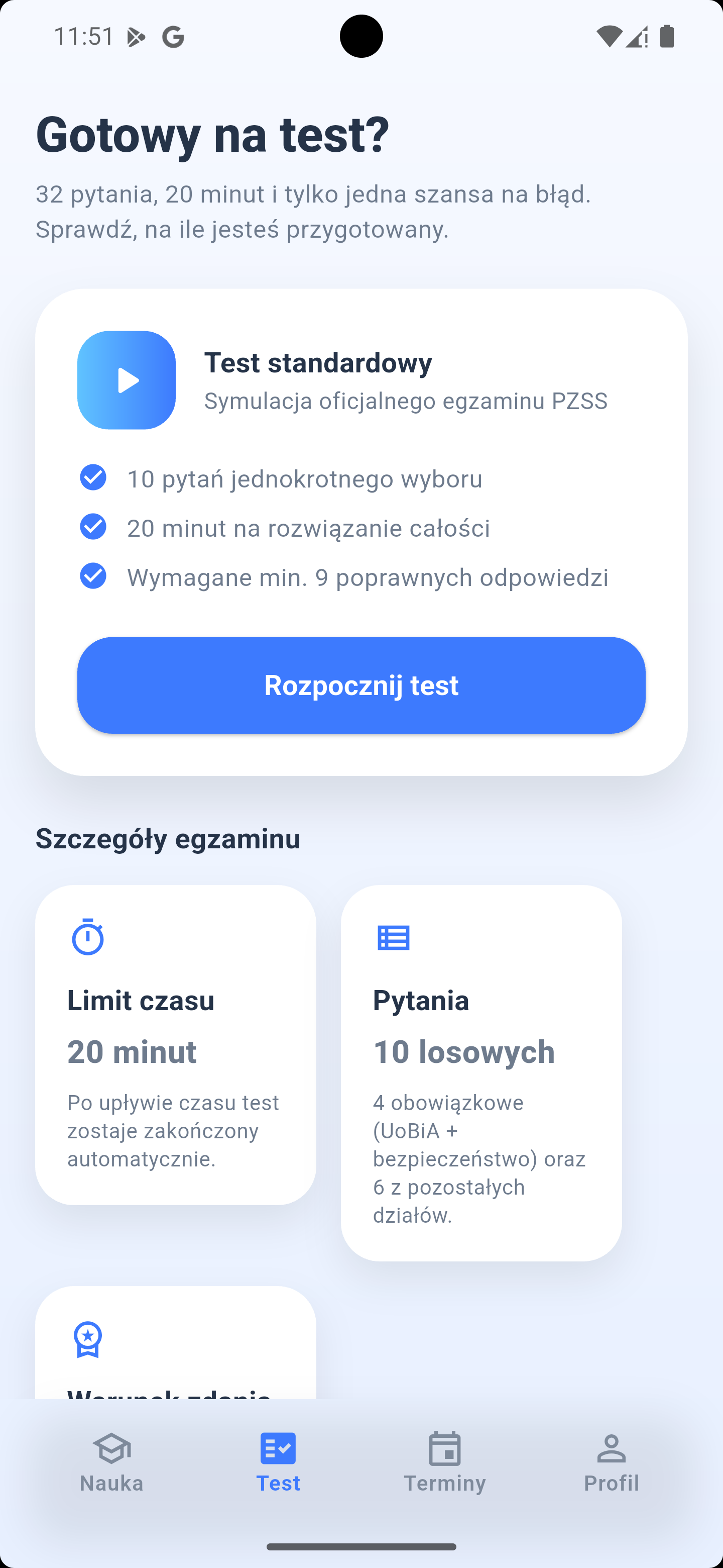 Egzamin próbny w aplikacji Zdaj Patent